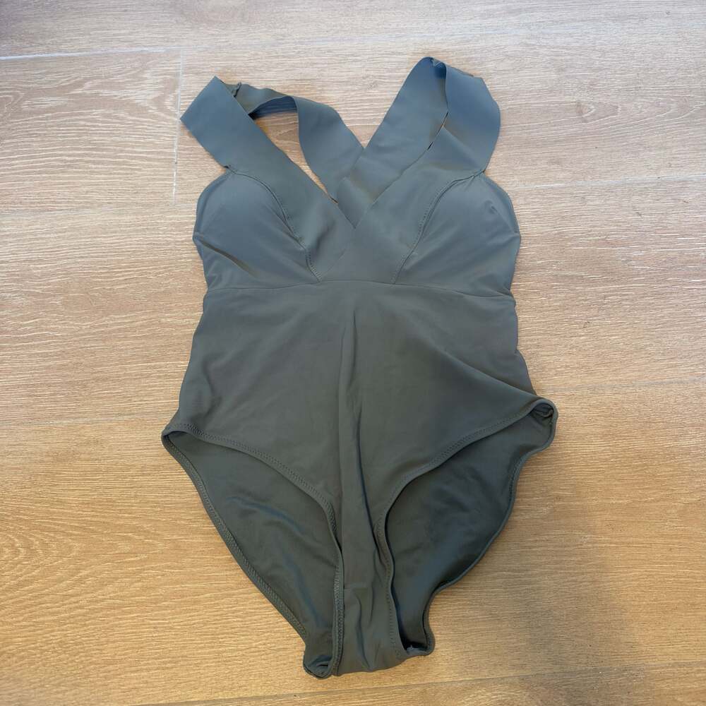 H&M Olive Gray One Piece Swimsuit Size 6